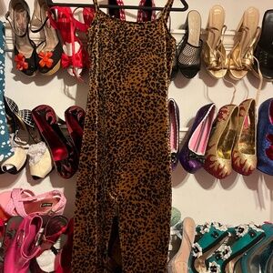 Leopard Velvet  Catsuit New Medium